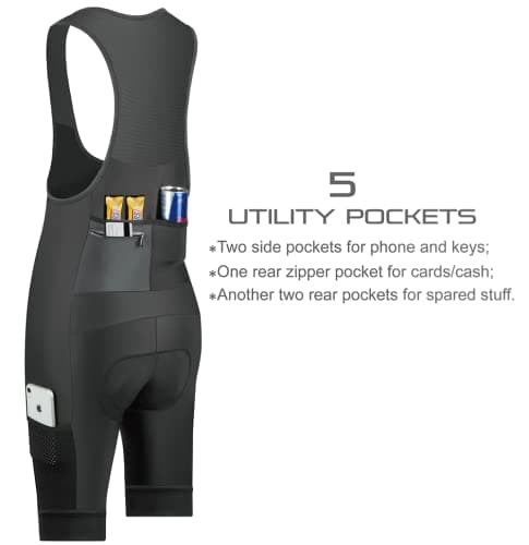 Ceroti Custom Apparel Service Men's Pro Long Inseam Cycling Bibs, Side Cargo Pockets Bibs Optional,Bike Shorts UPF50+
