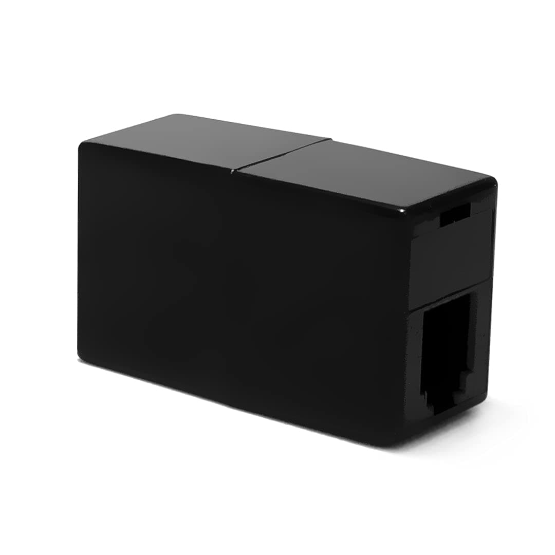AmzDeals Black RJ9 Coupler for Telephone Headsets, Adapter 4P4C Female to Female Jacks with Gold Plated Contacts