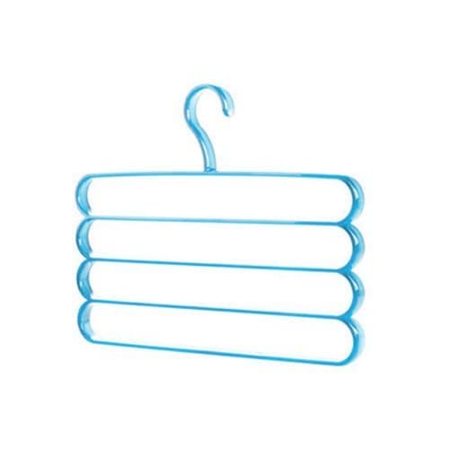 Standard Hangers Closet Multi-use 4 Layers Clothes Hanger Holder Trousers Scarves Pants Shelf Organiser PS Plastic Blue 1 Pcs