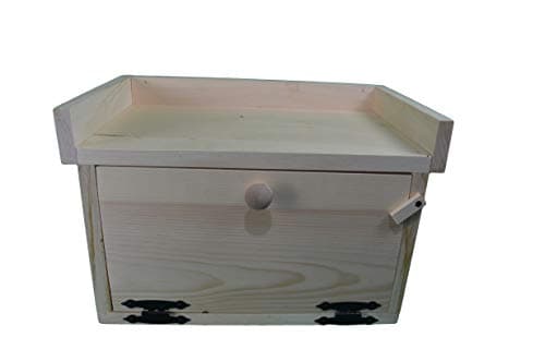 Unfinished Pine Countertop Bread Box with Top Shelf