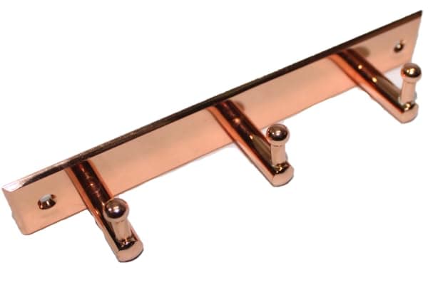 RISEOMWall Mounted Hanger for Clothes/Towel Hooks Made of Brass Ktkt Hooks (3 Pin, Rosegold)