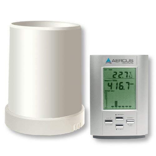 Aercus Instruments KW9015 Rain Gauge Wireless with Inside/Outside Temperature + Free Beginner’s Guide (eBook)