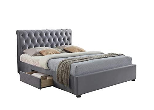 Birlea Velvet Marlow Bed, Fabric, Grey, Super King