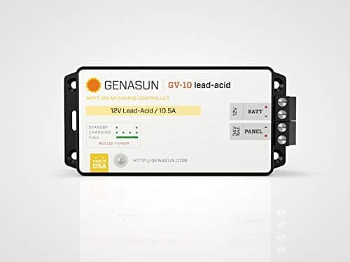 Genasun GV-10-Pb-12V, 10 Amps 12 Volts 140 Watts MPPT Solar Charge Controller for Lead Acid