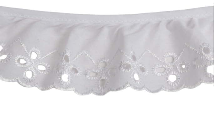 2" Ruffled White Cotton Eyelet Fabric Trim - 18 Yards