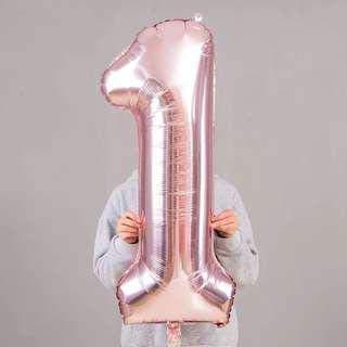 Party Port 40" Rose Gold Number 1 ONE Foil Balloon for 25th Birthday, Anniversary & Milestone Celebration (Pack of 1, Large)