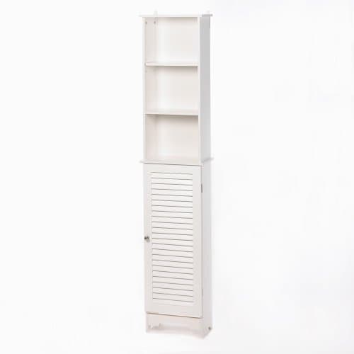 Nantucket Cottage White Tall Storage Cabinet Shelf Unit