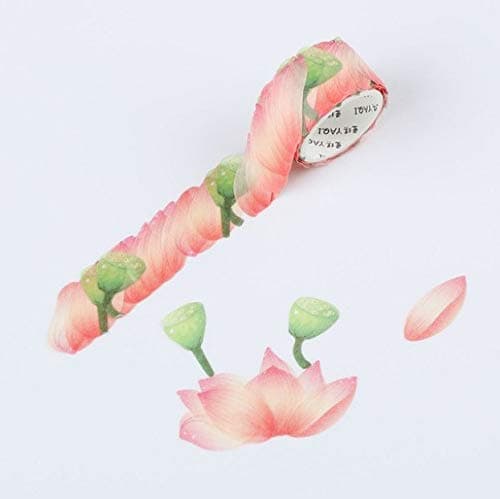 Washi Tape Flower Petals - 200PCS/Roll Masking Tape Adhesive Tapes Stickers Decorative Stationery -Glitter Decorative Great Gift for DIY Scrapbook Photo Album (04)