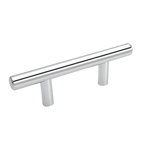 10 Pack 305-2.5CH Polished Chrome Cabinet Hardware Euro Style Bar Handle Pull - 2-1/2" Hole Centers, 4-7/8" Overall Length