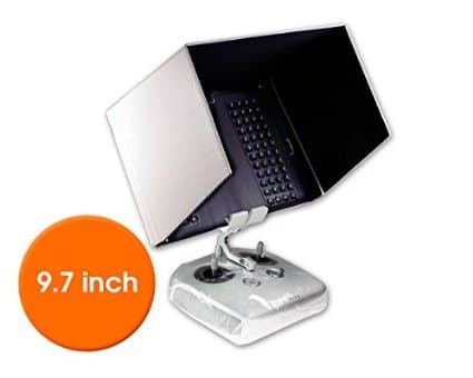 Jiewei 9.7" Tablet FPV Monitor Sunshade Sun Hood for DJI Phantom 3 Transmitter Remote Controller Quick Release iPad Holder Clip Mount - White