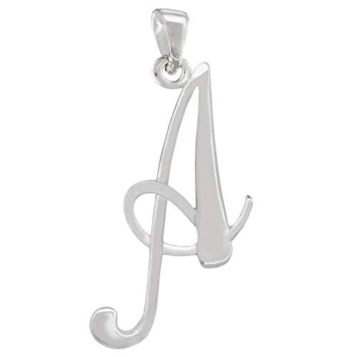 CloseoutWarehouse Sterling Silver Letter A Classic Script Initial Pendant (Letters A-Z Available)