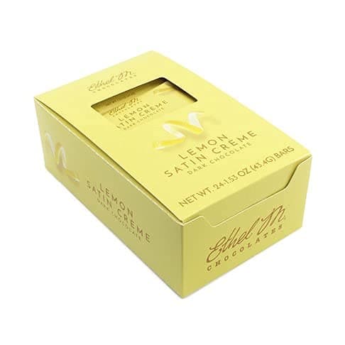 Ethel M Chocolates Premium Dark Chocolate Lemon Satin Crème Filled Bars, Individually Wrapped Chocolate Candy Bars, for Gifting, Holidays & Everyday Indulgence (24 Pieces)