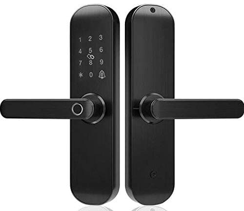 Smart WiFi Home Door Lock, Keyless Fingerprint Entry, Temporary Password, RFID, Wireless App, Mechanical Key, Touch Screen Keypad, Digital Lock, Bedroom Hotel Airbnb, Left Hand