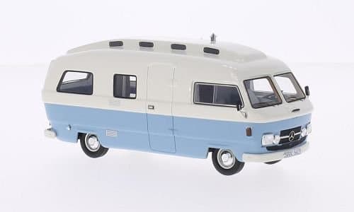 Mercedes L206D Orion II Camper, white/light blue, 1974, Model Car, Ready-made, Neo 1:43