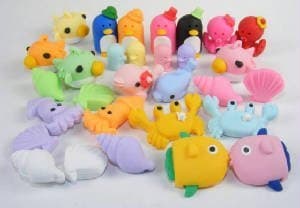 30 Sea Life Fugu Fish Penguin Crab Octopus Shell Japanese Erasers TRC Dream