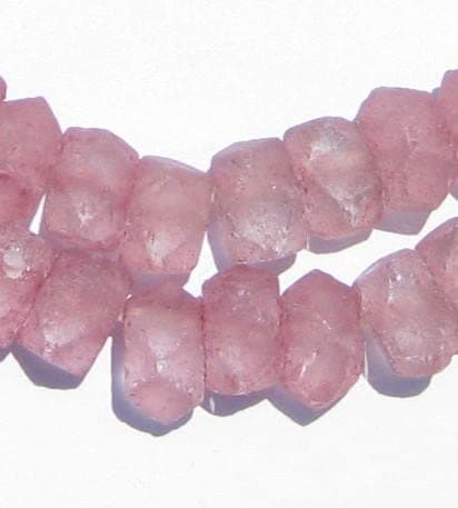 The Bead ChestRose Pink Faceted Recycled Java Sea Glass Beads 11mm Indonesia Large Hole 22 Inch Strand