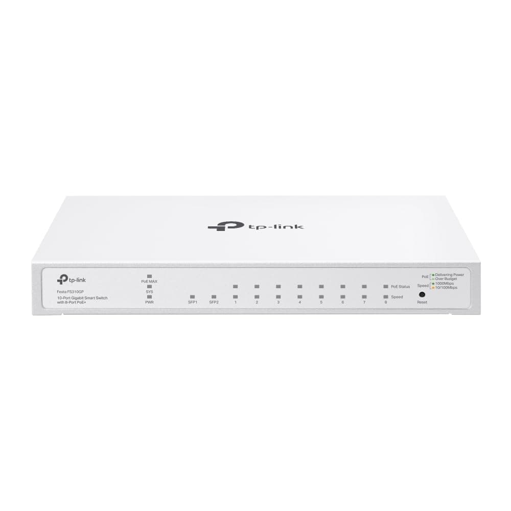 TP-Link Festa FS310GP 10 Port Gigabit Smart Managed PoE Switch 8 PoE+ Port @61W, 2 x SFP Slots Self-Organizing Network Free Cloud Fanless Static Routing, Vlan Does not Work with Omada