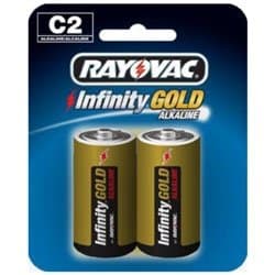 RAYOVAC BATTERIES C Cell Infinity Gold Series Alkaline Batteries - 2-Pack 8142INF