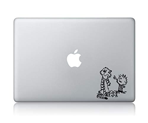 Calvin and Hobbes Looking Apple (v2) Laptop Vinyl Decal Sticker Compatible with Apple MacBook Pro Air 11" 12" 13" 15"
