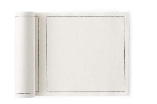 MY DRAP Linen Reusable Luncheon Napkins 7.9x7.9 in (20 Napkins, Cream)