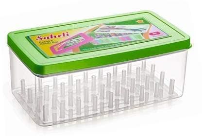 Plastic Saheli Thread and Needle box - Big Size 36 spools Empty Thread Box/Tailor Box (muticolor), Transparent