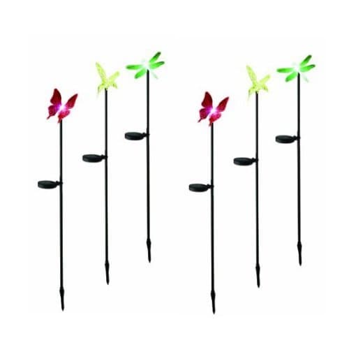 JoyGarden Solar Lawn Lights with Hummingbird, Dragonfly and Butterfly Figurine Solar Path Light