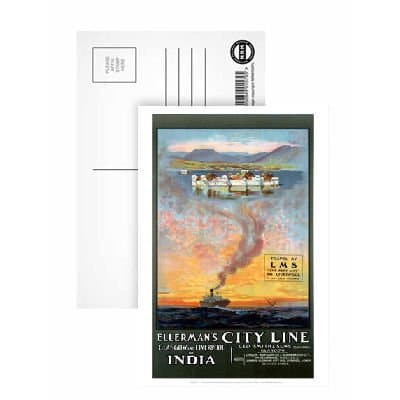 Ellerman's city line - Glasgow to Liver pool to india ship LMS - Postcard (Pack of 8) - Highest Quality