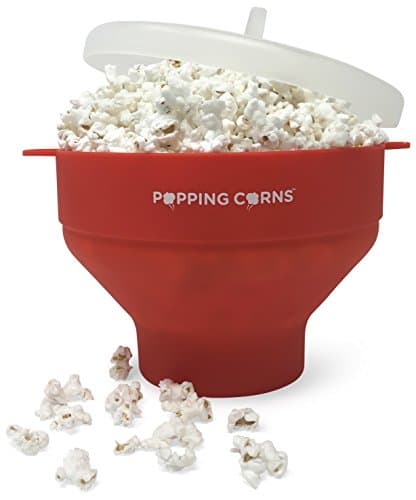 Microwave Popcorn Popper, Popcorn Bowl, Silicone, Collapsible with Lid by Popping Corns