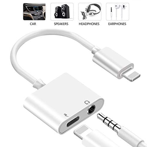 (Apple MFi Certified) Lightning to 3.5mm Headphone Adapter for iPhone 8/8Plus,2 in 1 Lightning to 3.5mm Earphone Audio & Charger Splitter Adapter Compatible for iPhone 11/11 Pro/X/XR/XS/8 7 6 Plus