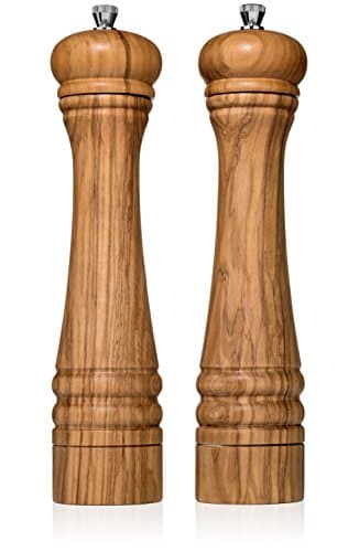 Hudson Essentials Premium Olive Wood Salt or Pepper Mill w/Ceramic Grinder (2)