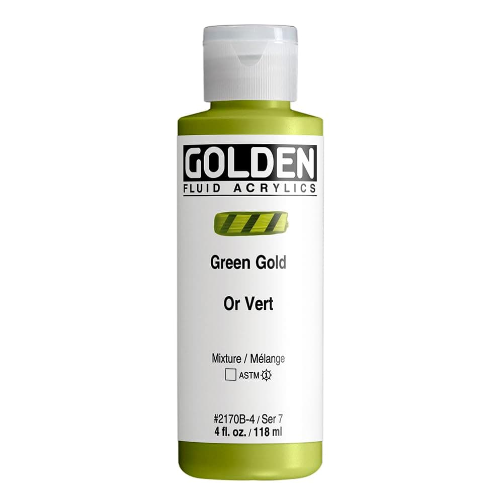 GOLDEN Fluid Acrylics, Green Gold, 4 fl. oz. Bottle, Professional Acrylic Paint, Transparent