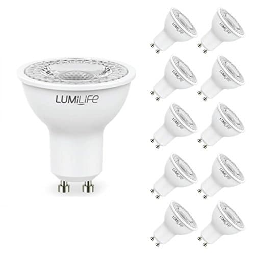 Lumilife 7W GU10 LED Spotlight - 480 Lumens - 10 Pack - Dimmable - 2700K - 70W Replacement