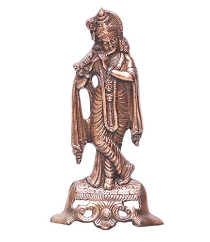Abhushan Aluminium Krishna Ji Playing Flute Table Idol, 25cmx0.5cmx9cm, Brown