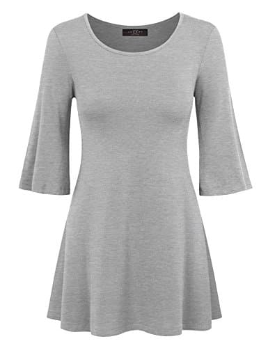 CTC Womens V Neck 3/4 Bell Sleeves Tie Dye Tunic Top - Made in USA