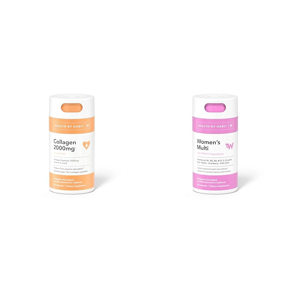 Health By HabitCollagen Supplement (60 Capsules, 2000mg) & Womens Multi Supplement (60 Capsules) Bundle (1 Pack Each)