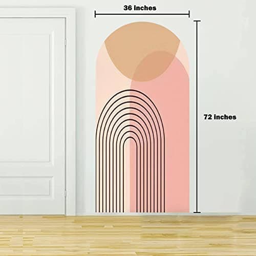 Arch Wall Decal Mid Century Modern Abstract Art Print Geometric Organic Shape Peel and Stick Wallpaper Self-Adhesive Removable Sticker Mural Decor for Living Room Bedroom Nursery, 36''x72''