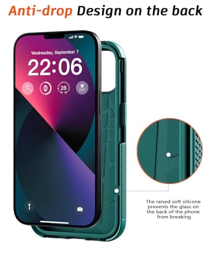 Diverbox for iPhone 13 Case [Compatible with MagSafe] [with Screen Protector ] [Shockproof] [Dropproof] Heavy Duty Protection Phone Case for Apple i Phone 13 (Dark Green)