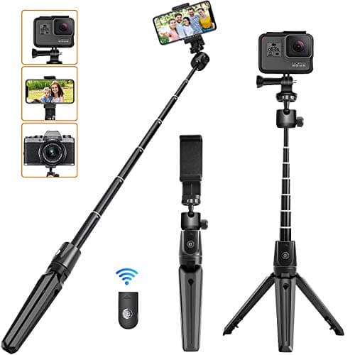 KKUYI Selfie Stick, 40 inch Extendable Selfie Stick Tripod, Bluetooth Wireless Remote and 360° Rotation Stand Compatible with iPhone 12/11/11 Pro/XS Max/XS/XR/X/8/7, And More Smartphones (3 in 1)Black
