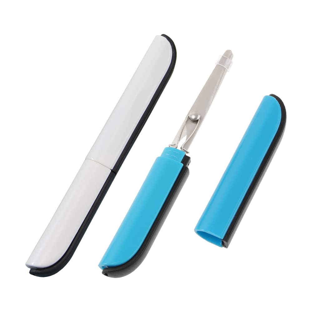 2 Pack Portable Safe Scissors Paper Cutting Sharp Small Scissors, DIY Projects Outdoor Emergency Compact Cutter Shear with Protective Cover, by UTENEW, Random Color