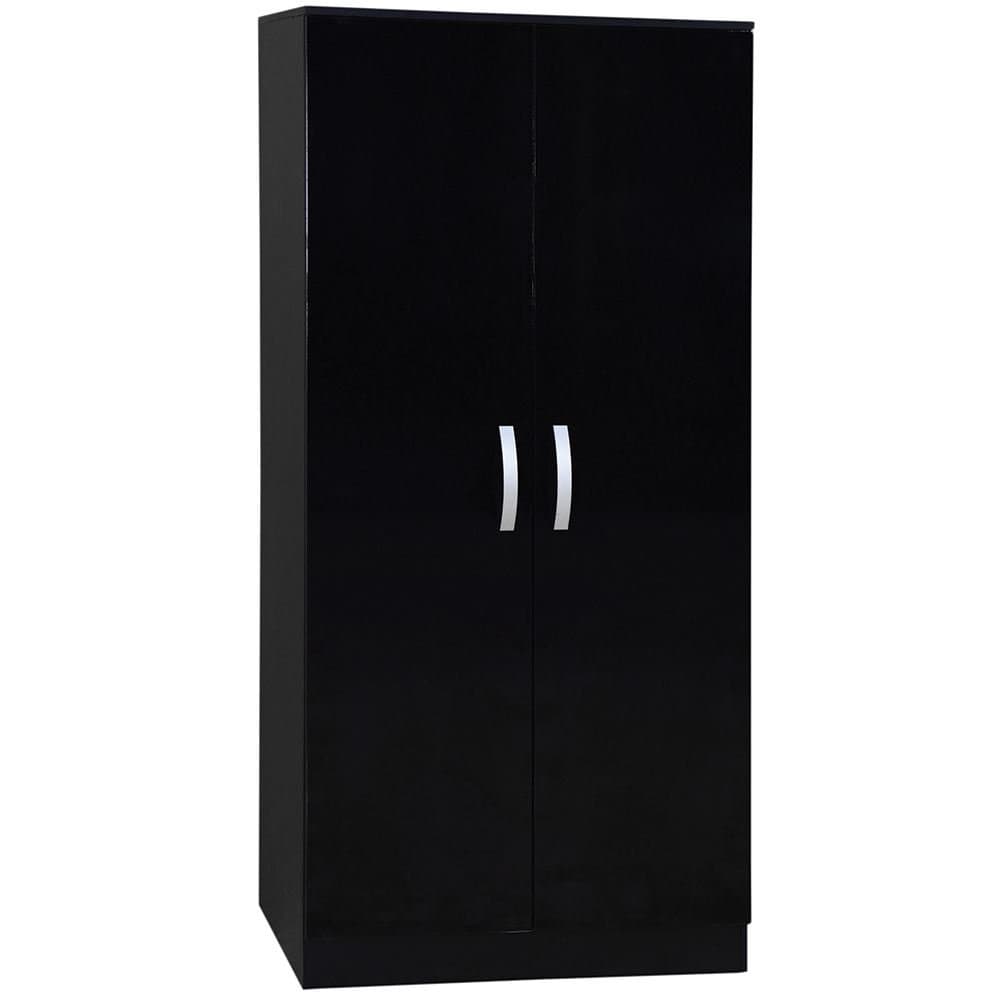 Hulio 2 Door Wardrobe, Black, 47 cm D x 76 cm W x 170 cm H