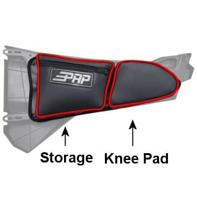 PRP Seats Driver Side Door Bag for Stock 2 Seat Polaris RZR XP 1000 Doors with Red Piping