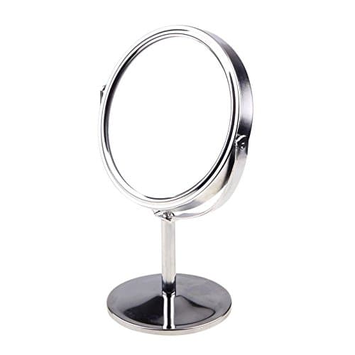 KevenAnnaPortable Mini mirror, 3.25-inch Diameter Tabletop Two-sided Swivel Vanity Mirror with 4x Magnification, Suitable for Bedroom and Bathroom