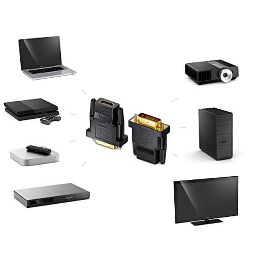 Microware DVI to HDMI Adapter, DVI-D 24+1 Male to HDMI Female High Speed Adapter Converter Gold Plated Support 1080P for HDTV, Plasma, DVD, Projector, Computer - Black