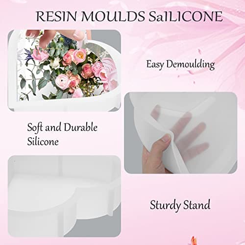 Large Deep & Sharp Bottom Resin Moulds - 2Pcs Heart Shape Silicone Moulds for Epoxy Resin Casting Flowers & Decorations DIY Crafts