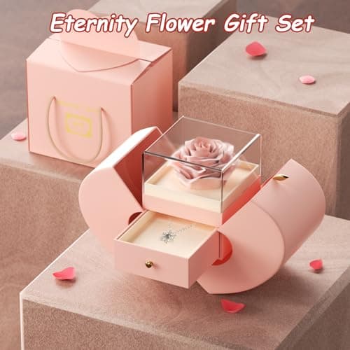Suewidfay Preserved Eternal Rose Gift For Women, Forever Rose Present With I Love You Necklace in 100 Languages, Gifts For Her,Mum,Wife,Girlfriend On Birthday, Anniversary, Valentine's Day, Christmas