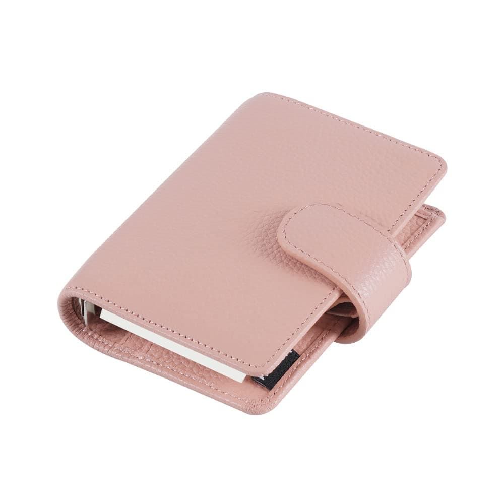 Moterm A8 Regular Rings Planner - Genuine Leather Binder Organizer Wallet (Pebbled-Dusty Rose, 15mm Ring)