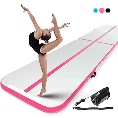 Murtisol 13ft Inflatable Gymnastics Training Mats Tumbling Mats 4 Inch Thickness for Home Use/Training/Cheerleading/Yoga/Water with Electric Pump Pink