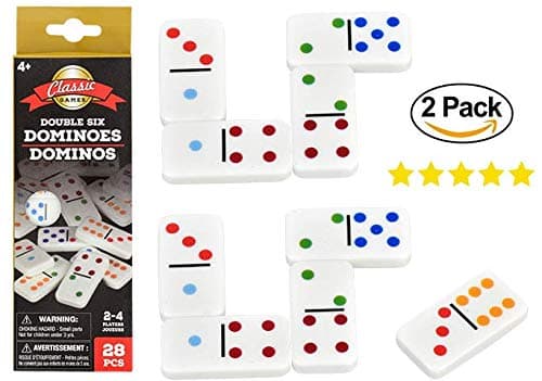 2 Mini Traveling Size Dominoes Game. Party Game Activity Set (58 Pieces Total)