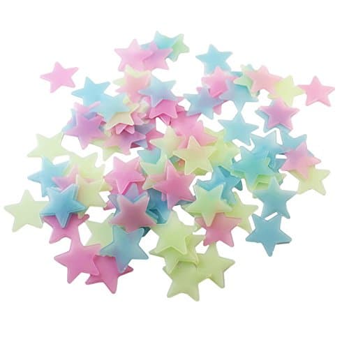 BestOfferBuy 100 PCS 3cm Color Stars Glow In The Dark Luminous Fluorescent PVC Wall Stickers