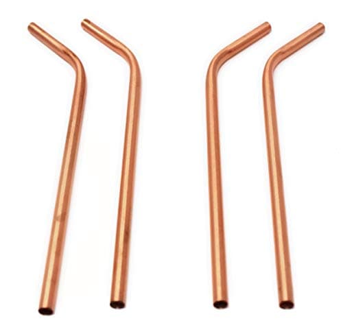 Pure Copper Reusable Straws (set of 4) Bent Gold Metal 6.35mm
